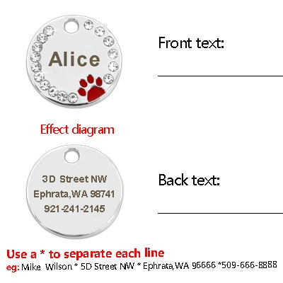 Personalized Dog Tag Custom Pet Puppy Cat ID Tag Dog Collar Accessories Engraved Stainless Steel Name Paw Tag For Dogs Cats Pink