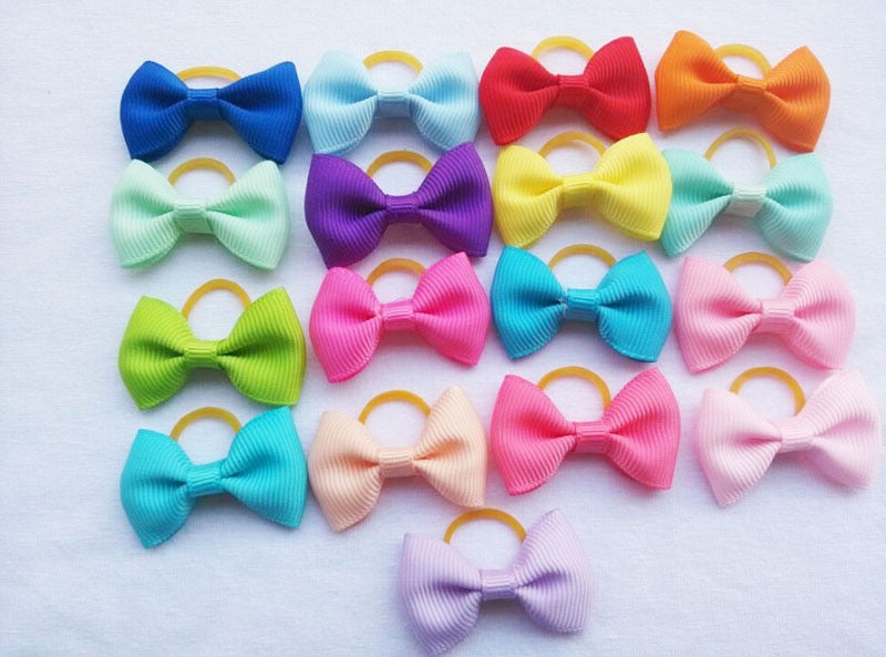 100 pieces Pet Ribbon Hair Accessories 121 Colors Cute Dog Hair Bows Elastic Rubber Band For Dogs Pet Hair Clips Yorkshire Gift