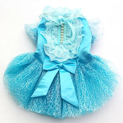 Pet Dog Wedding Dress Big Bow Lace Tutu Cat Puppy Princess Dresses Skirt Party Apparel 5 Sizes 4 Colours