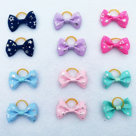 100 pieces Pet Ribbon Hair Accessories 121 Colors Cute Dog Hair Bows Elastic Rubber Band For Dogs Pet Hair Clips Yorkshire Gift