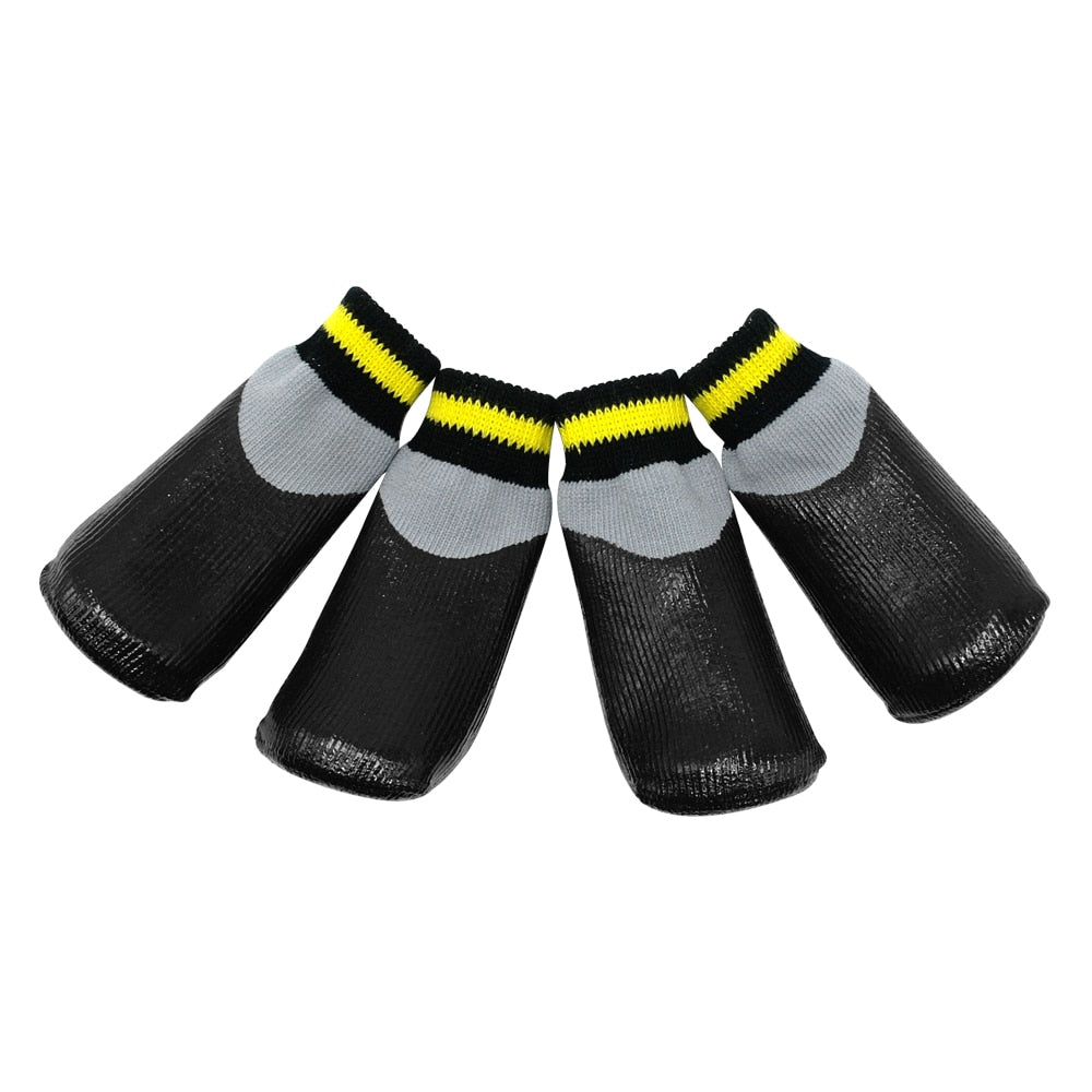 4pcs/set Outdoor Waterproof Nonslip Anti-stain Dog Cat Socks Booties Shoes Wth Rubber Sole Pet Paw Protector For Small Large Dog