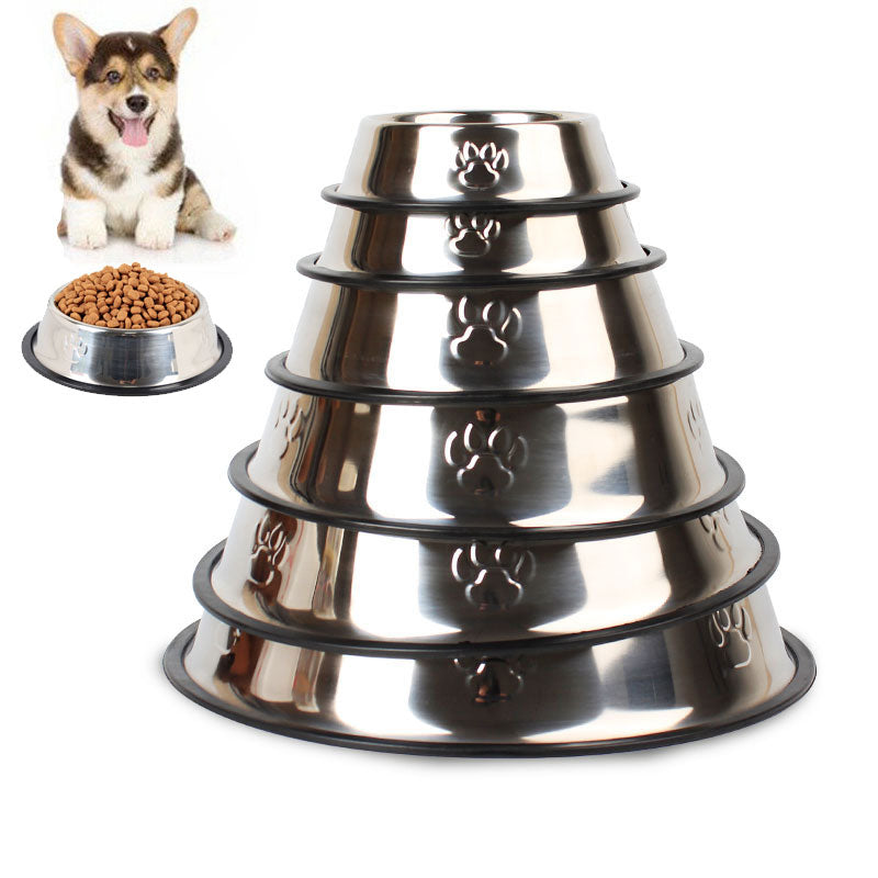 Anti-Skid Cat Puppy Dog Pet Bowl Non Slip Stainless Steel Bowls Dish Travel Water Plate Food Feed