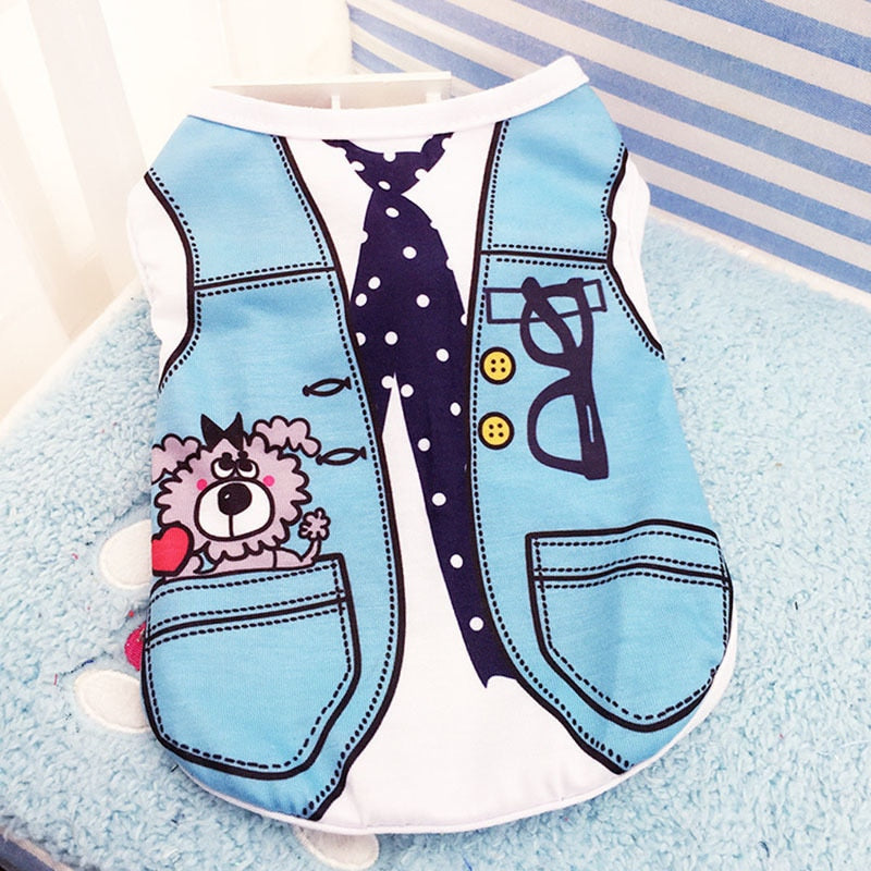 Cartoon Dog Clothes For Small Dogs Summer Chihuahua Dog Shirt Ropa Perro Cute Puppy Vest French Bulldog Dog Costume Pet Clothing