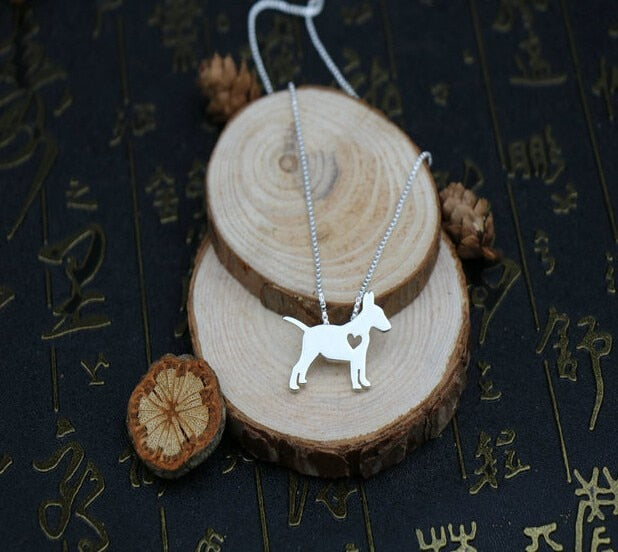 bull terrier dog necklace Lovely Pets pendant jewelry golden colors plated