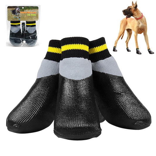 4pcs/set Outdoor Waterproof Nonslip Anti-stain Dog Cat Socks Booties Shoes Wth Rubber Sole Pet Paw Protector For Small Large Dog