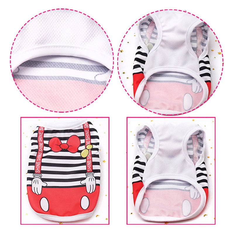 Cotton Pet Clothing Spring and Summer Breathable Dog Clothes Cute Printed Puppy Dog Vest T-shirt for Small &amp; Medium Dogs XS-XL