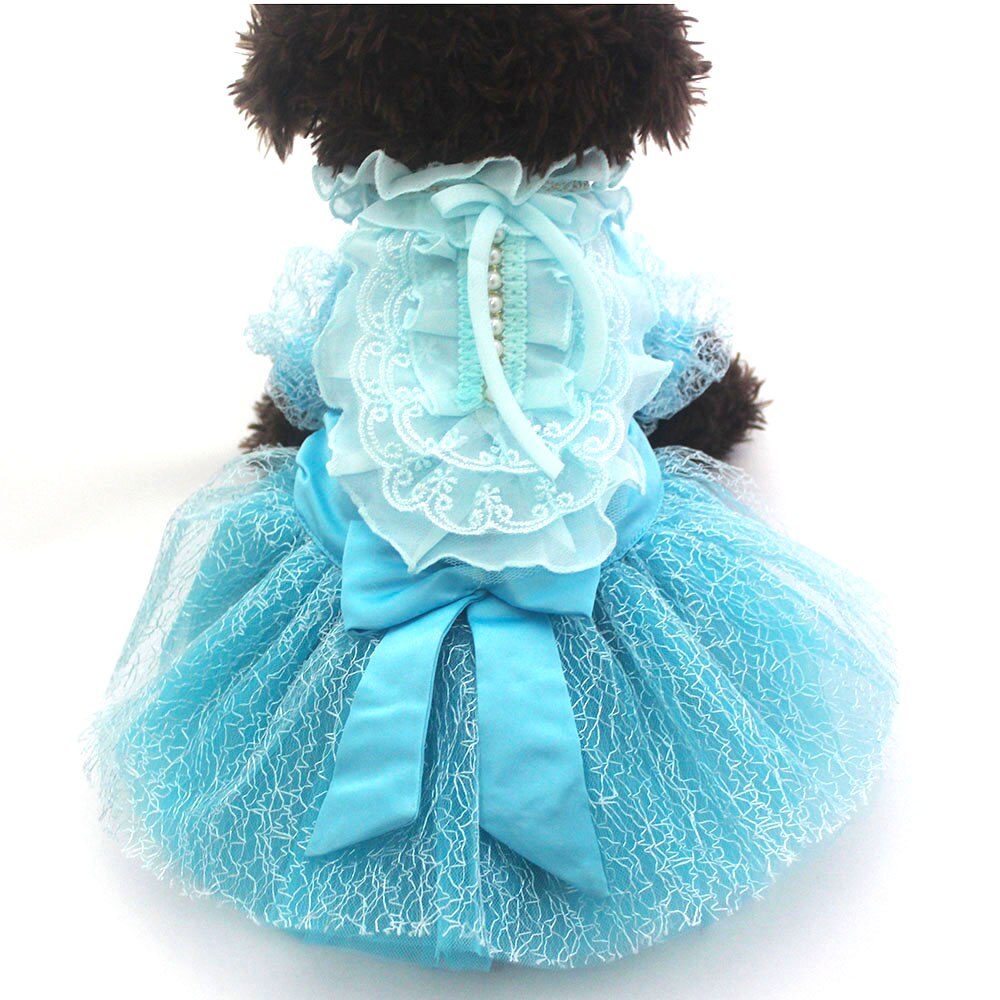 Pet Dog Wedding Dress Big Bow Lace Tutu Cat Puppy Princess Dresses Skirt Party Apparel 5 Sizes 4 Colours