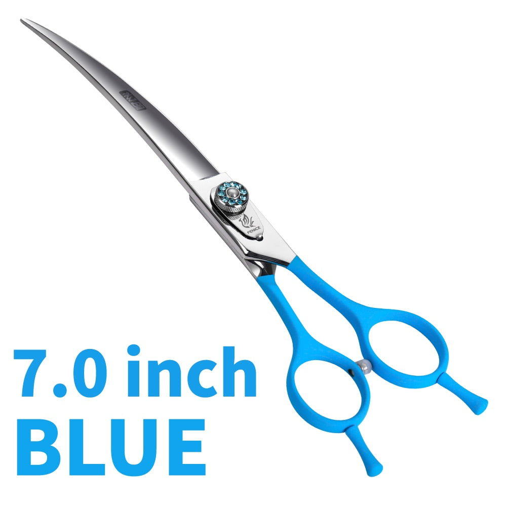 Fenice 7.0/7.5/8.0 inch Professional Pet Grooming Scissors Japan 440C Curved Puppy Dog Hair Cuttinf Shear