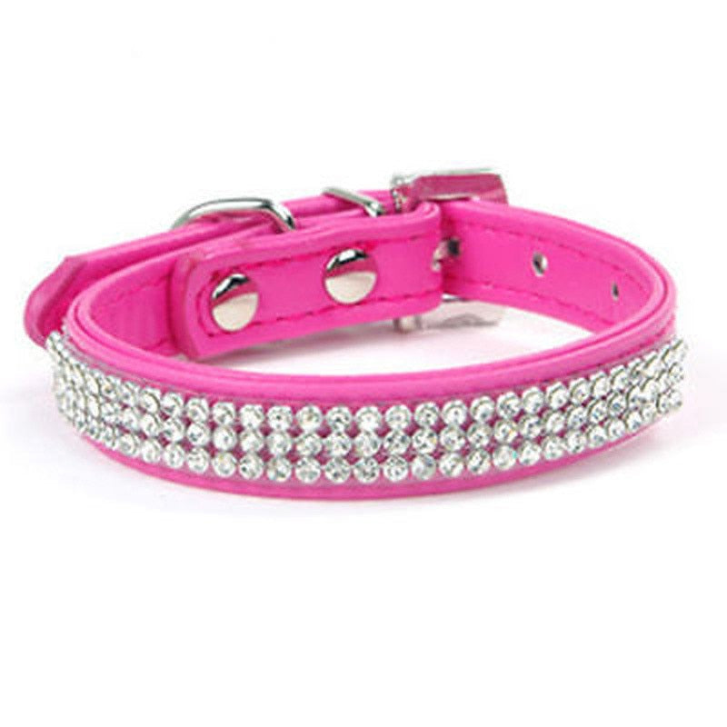 Bling Rhinestone PU Leather Crystal Diamond Puppy Collar Pet Dog Collars Pets Supplies Dog Accessories