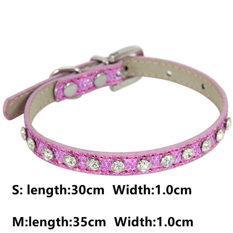 Bling Rhinestone PU Leather Crystal Diamond Puppy Collar Pet Dog Collars Pets Supplies Dog Accessories