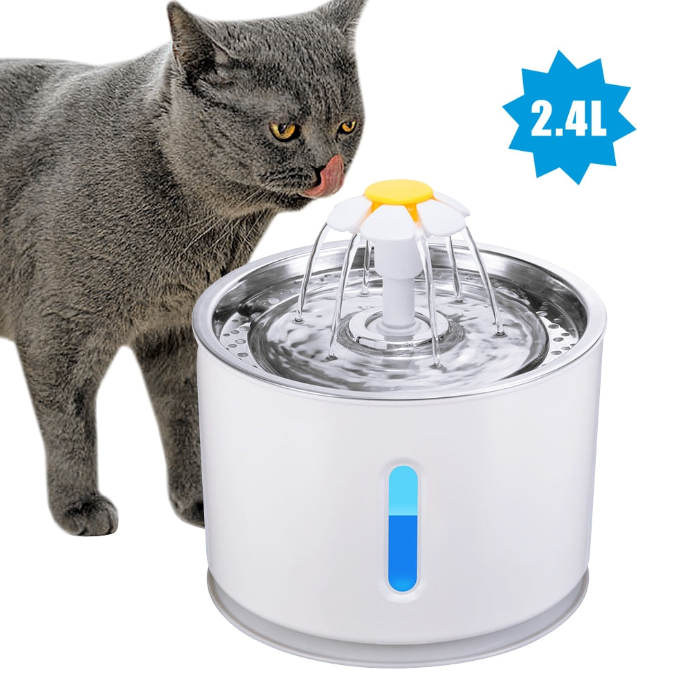 Pet Cat Water Fountain USB Automatic Cat Water Dispenser Feeder Bowl LED Light Smart Dog Cat Water Dispenser Pet Drinking Feeder