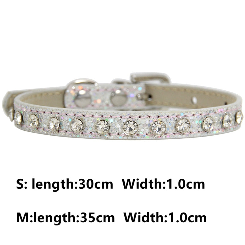 Bling Rhinestone PU Leather Crystal Diamond Puppy Collar Pet Dog Collars Pets Supplies Dog Accessories