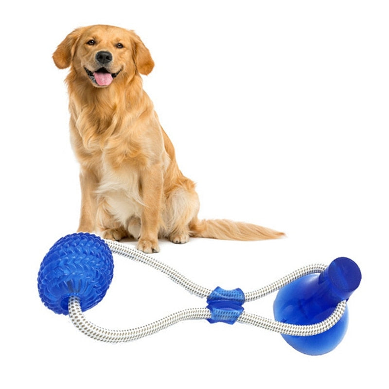 Pets Dog Toys Suction Cup Rubber Dog Chew Toys Pet Ball Tug Toy Tooth Cleaning Chewing Puppy Pet Toy Tug Rope Handle