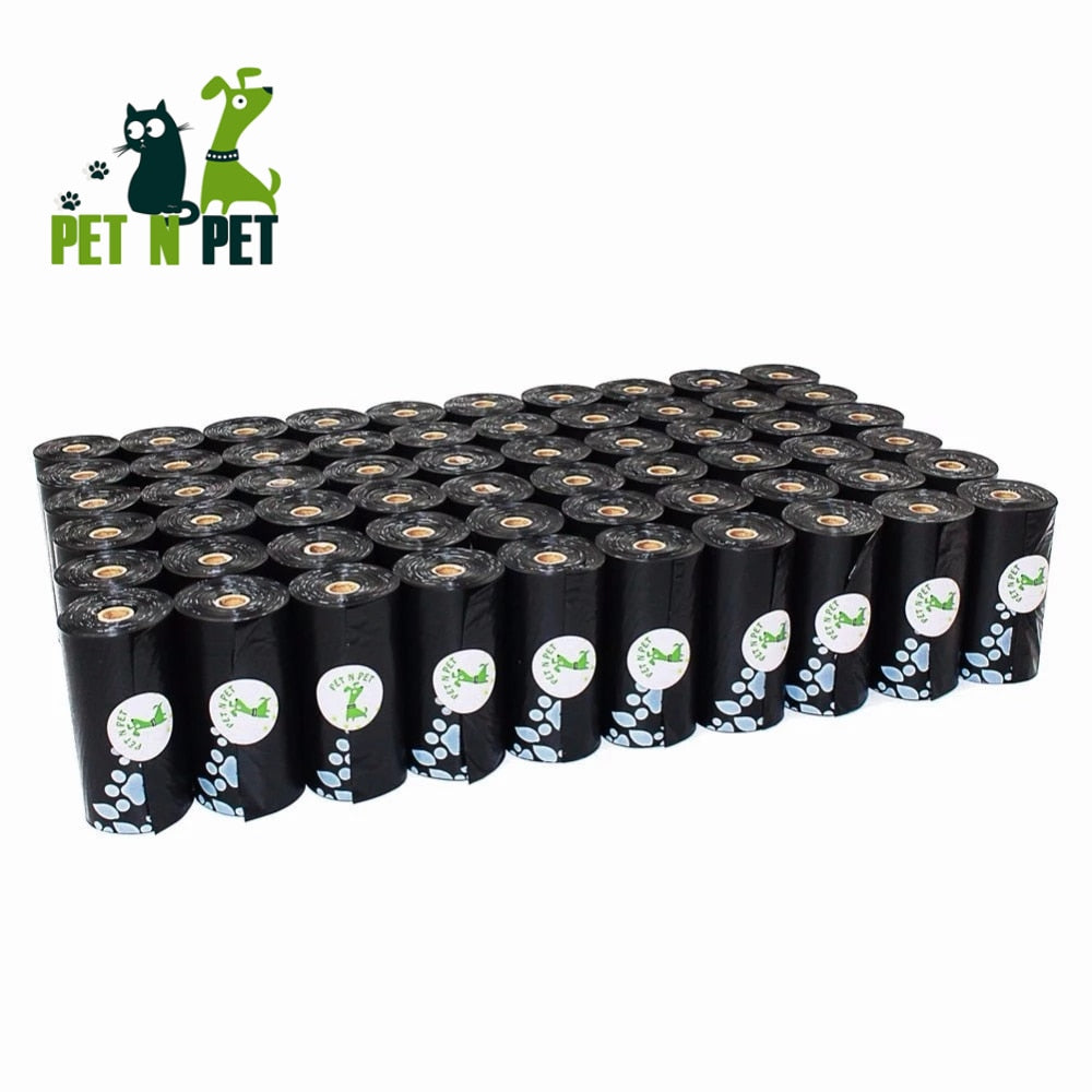 PET N PET Biodegradable Dog Poop Bags Supplies Eco-Friendly 1080 Counts Black 60 Rolls Waste Bags Unscented Clean Garbage Bolsas