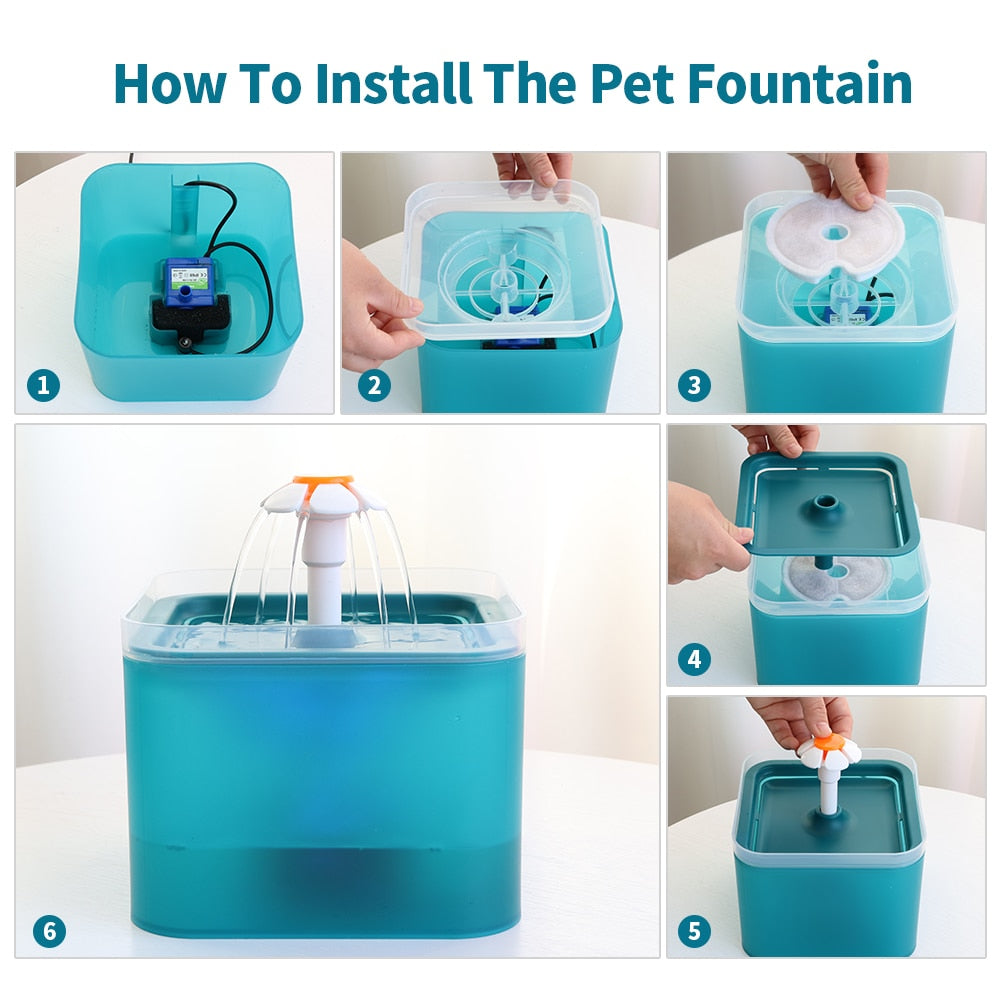 Pet Cat Water Fountain USB Automatic Cat Water Dispenser Feeder Bowl LED Light Smart Dog Cat Water Dispenser Pet Drinking Feeder