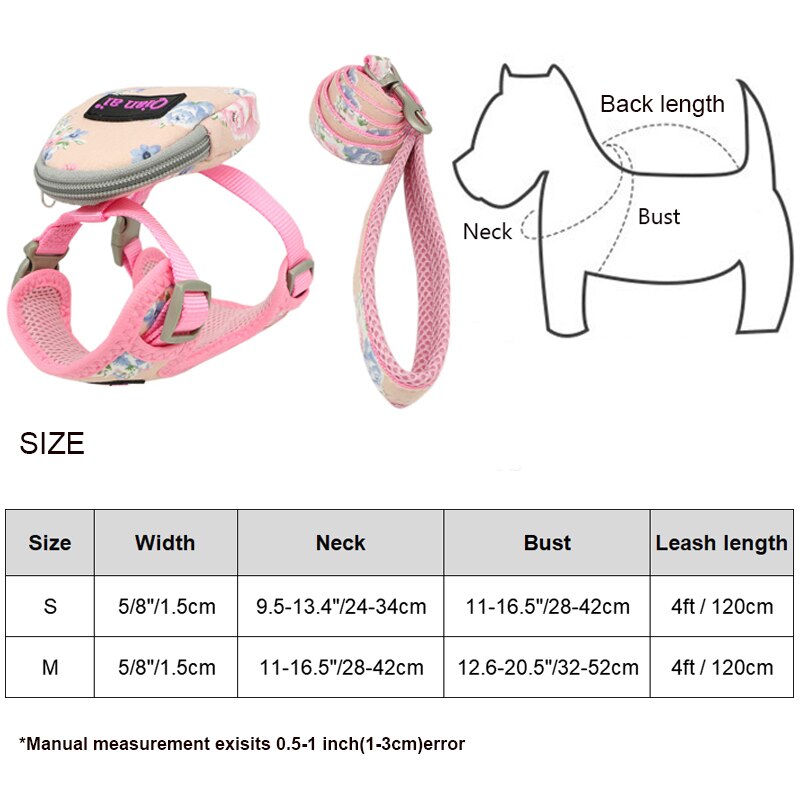 Pet Harness Leash Vest Snack Bag Adjustable Breathable Mesh Dog Harness Set For Small Medium Dogs Cat Vest Outdoor Walking