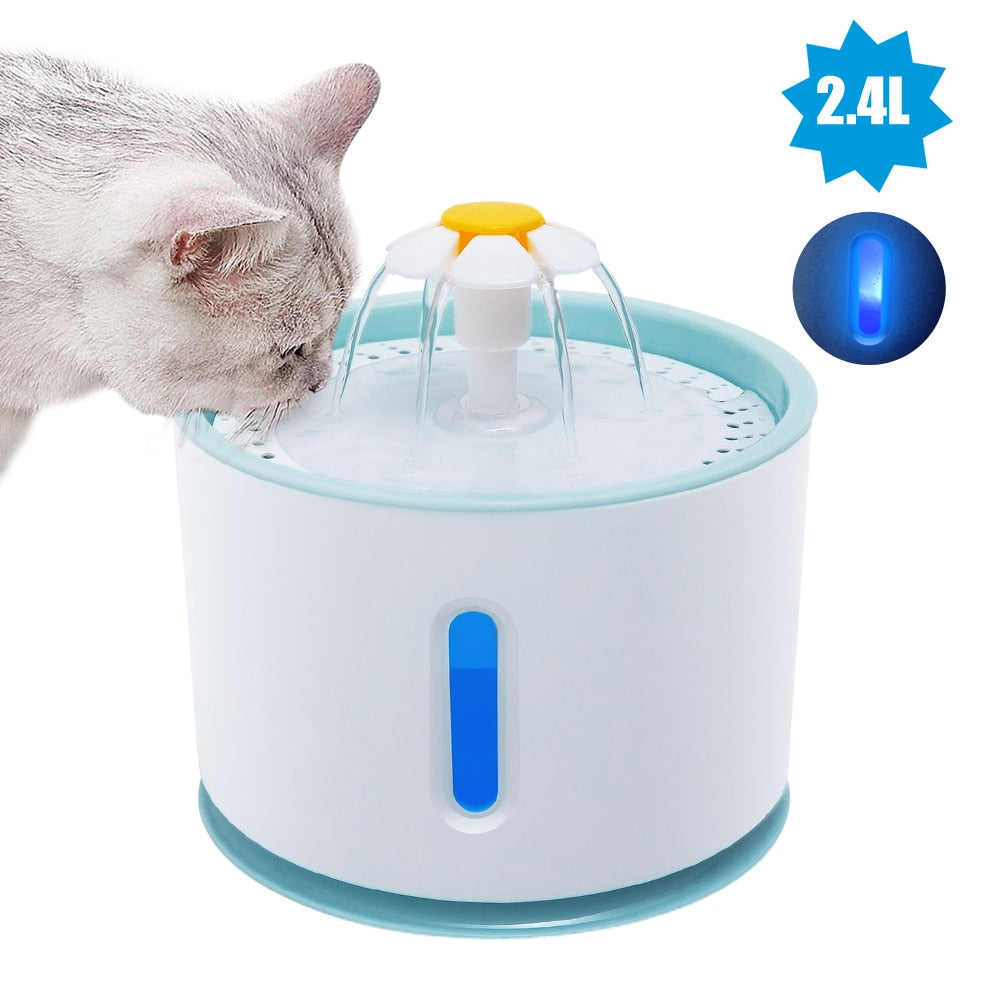 Pet Cat Water Fountain USB Automatic Cat Water Dispenser Feeder Bowl LED Light Smart Dog Cat Water Dispenser Pet Drinking Feeder