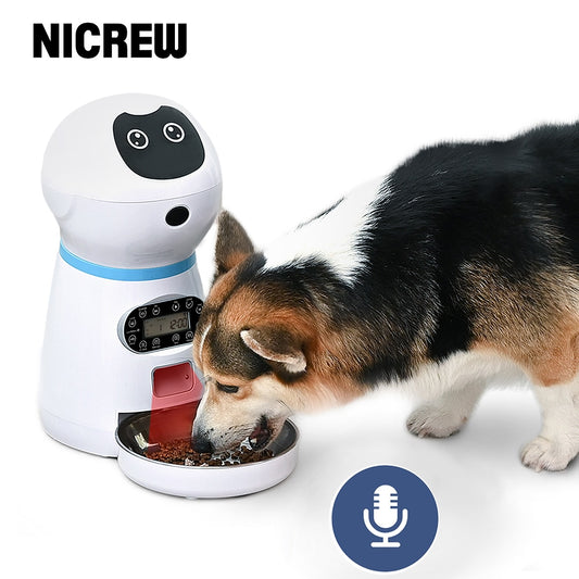 NICREW Automatic Pet Feeder Dog Bowl 3L Pet Food Dispenser Feeder Vending Machine Large Cat Dog 4 Meal Voice Recorder &amp;Timer