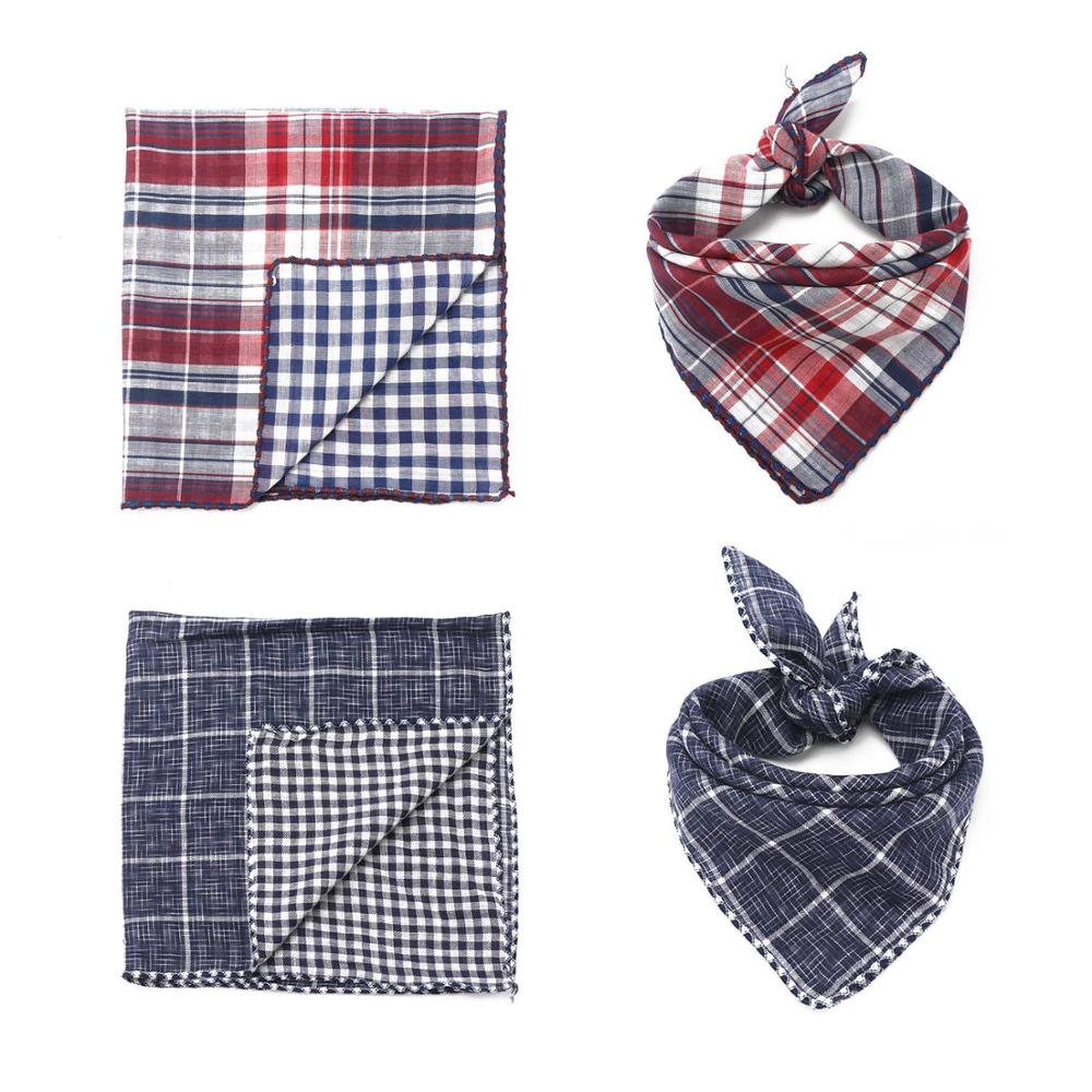 Dog Bandana Scarfs for Puppy Small Medium Large Dogs Plaid Reversible Pets Bandanas Accessories Triangular Bibs Kerchief Set