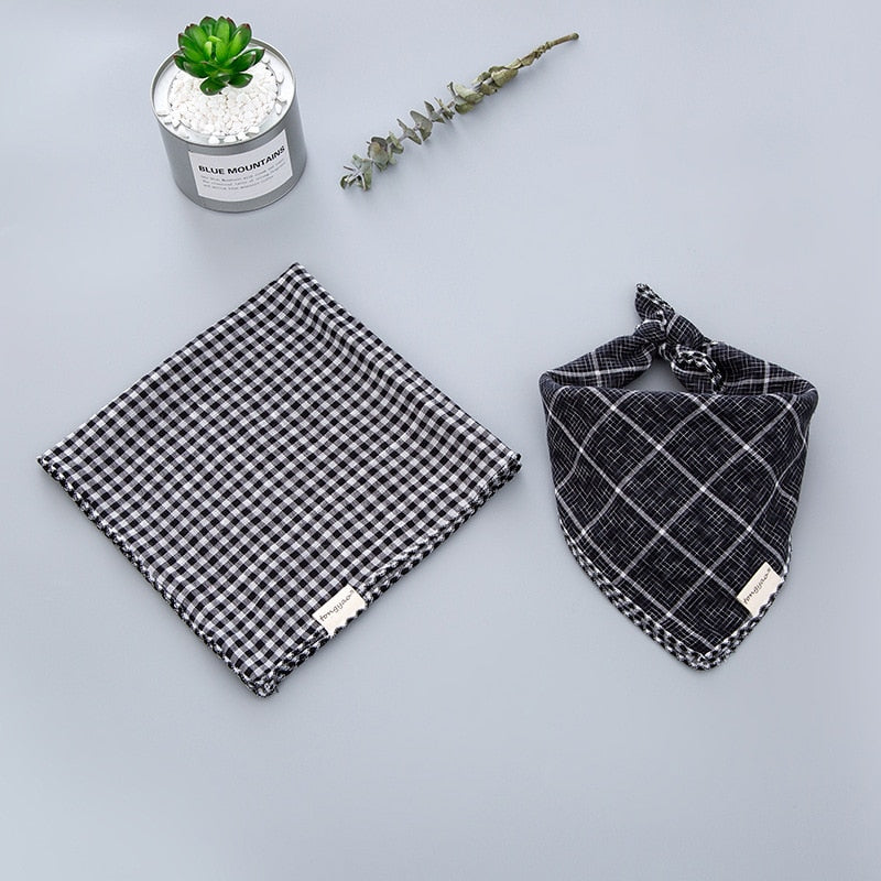 Dog Bandana Scarfs for Puppy Small Medium Large Dogs Plaid Reversible Pets Bandanas Accessories Triangular Bibs Kerchief Set