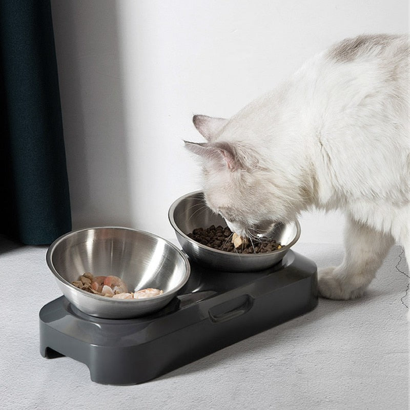 New stainless steel  PETKIT  Double bowls FRESH Nano 15° adjustable pet Cat Food Bowl for pets feeding