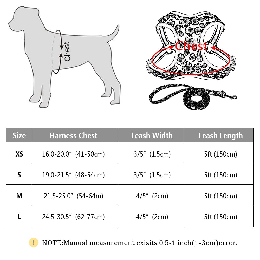 Nylon Dog Harness No Pull Pet Harnesses and Leash Set Dog Puppy Harness Vest Leash for Small Dogs Chihuahua French Bulldog