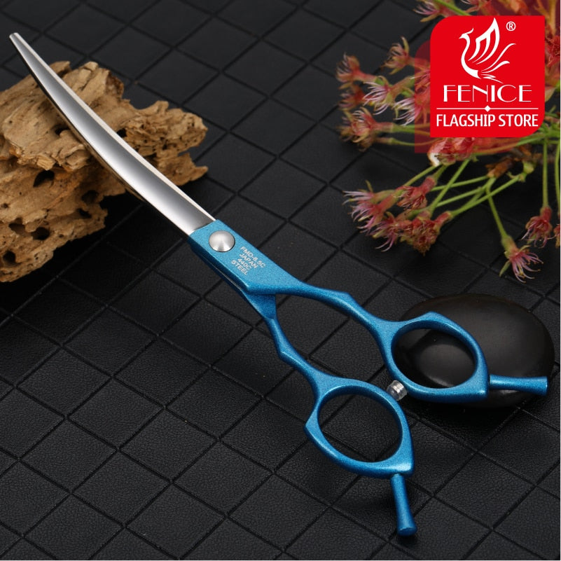 Fenice 6.5/7.0 inch Colorful Professional Pets Grooming Scissors Curved Dogs Hair Cutting Shear Japan 440C