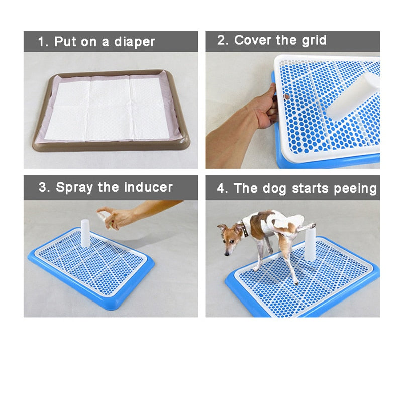 Portable Pet Toliet Training Plastic with Pillar Toilet Mat Training Potty Dog Pad Tray Toilet Training Urinary Trainer Pee Pad