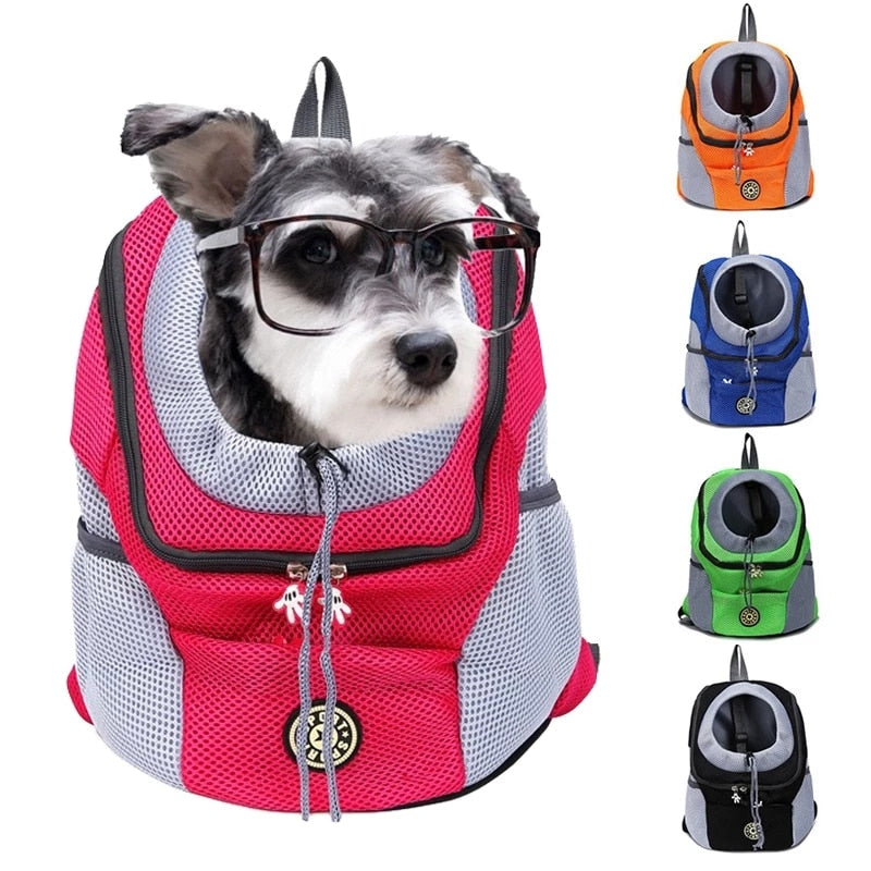 Venxuis New Out Double Shoulder Portable Travel Backpack Outdoor Pet Dog Carrier Bag Pet Dog Front Bag Mesh Backpack Head