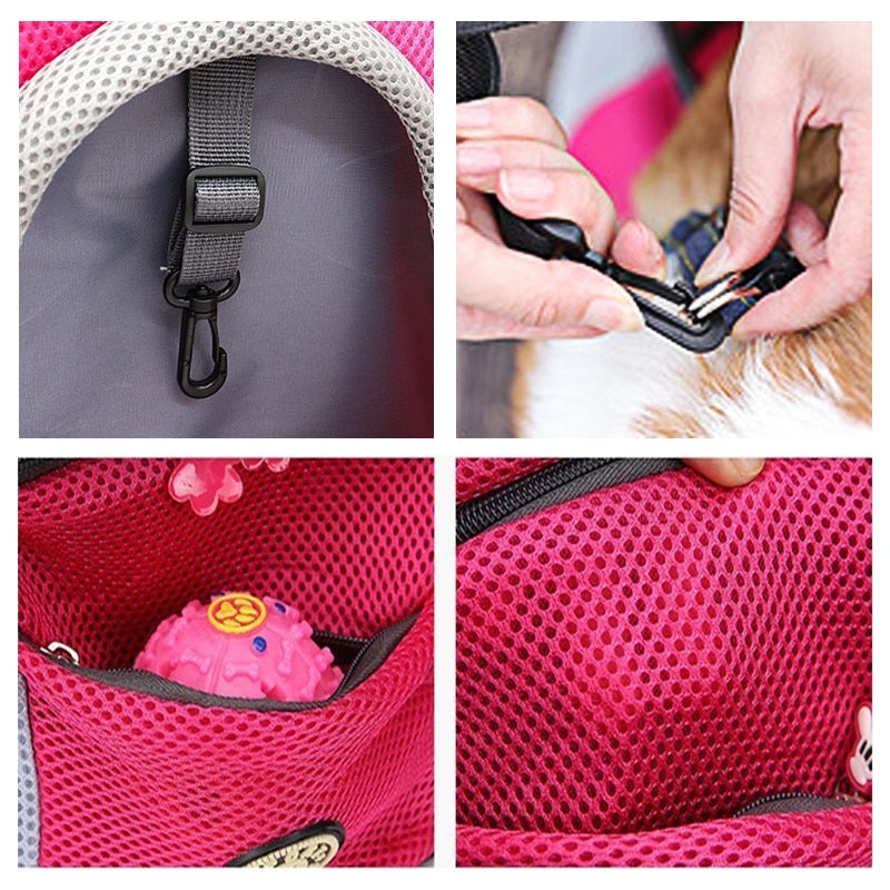 Venxuis New Out Double Shoulder Portable Travel Backpack Outdoor Pet Dog Carrier Bag Pet Dog Front Bag Mesh Backpack Head