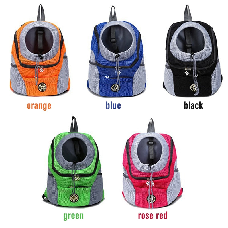 Venxuis New Out Double Shoulder Portable Travel Backpack Outdoor Pet Dog Carrier Bag Pet Dog Front Bag Mesh Backpack Head