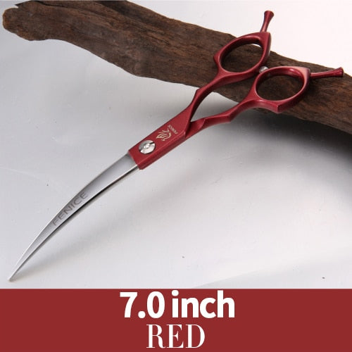 Fenice 6.5/7.0 inch Colorful Professional Pets Grooming Scissors Curved Dogs Hair Cutting Shear Japan 440C